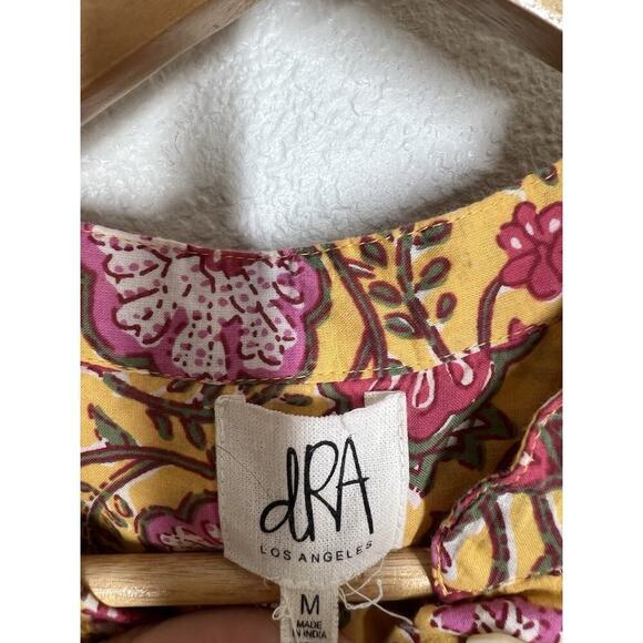 dRA Los Angeles Floral Block Print Maxi Dress Medium Tie Waist Anthropologie - Picture 2 of 6